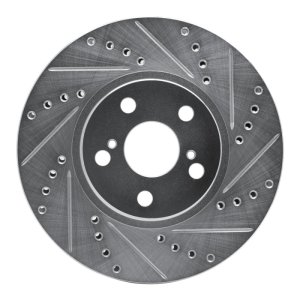 Pontiac Vibe Brake Rotor (1) - Front Right - R1 Concepts - Drilled & Slotted - Silver - `00-`10